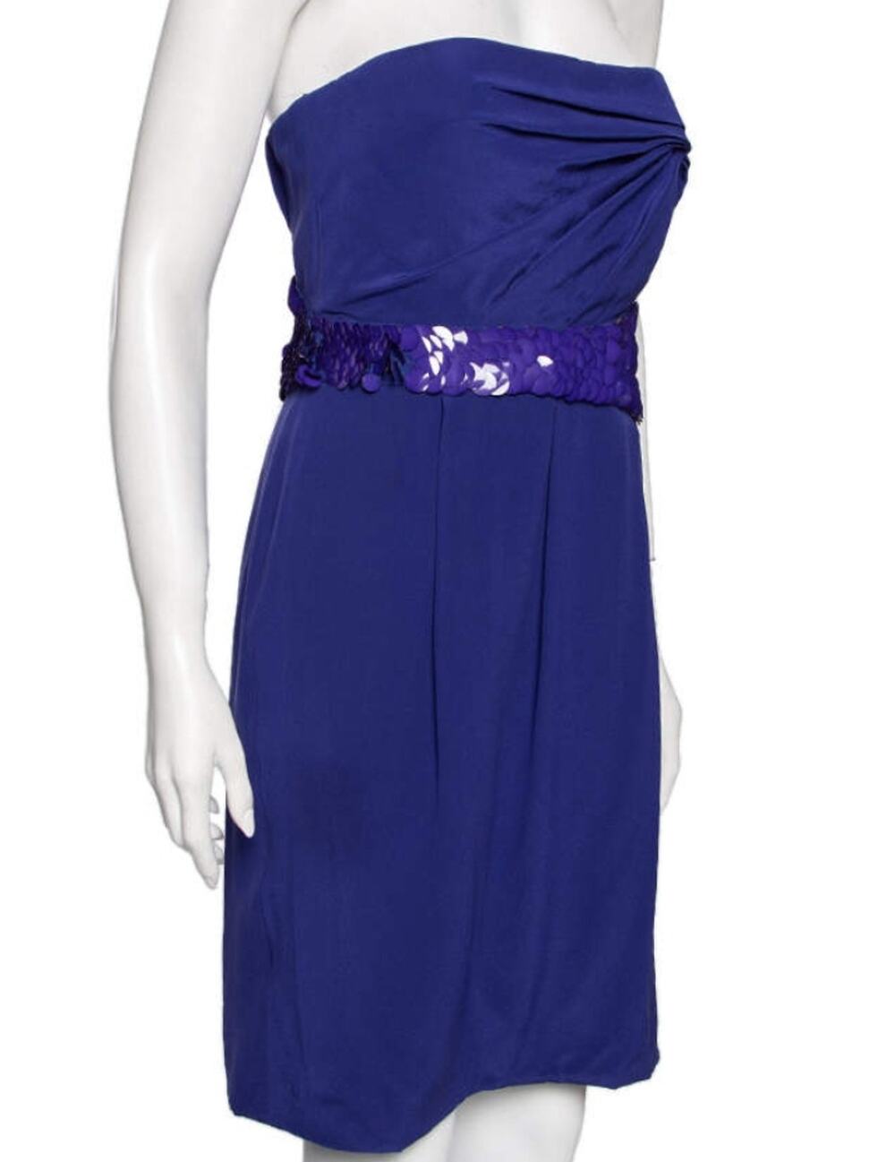 Versace Sz 42 IT Royal Blue Strapless Sequin Embellished Cocktail Dress